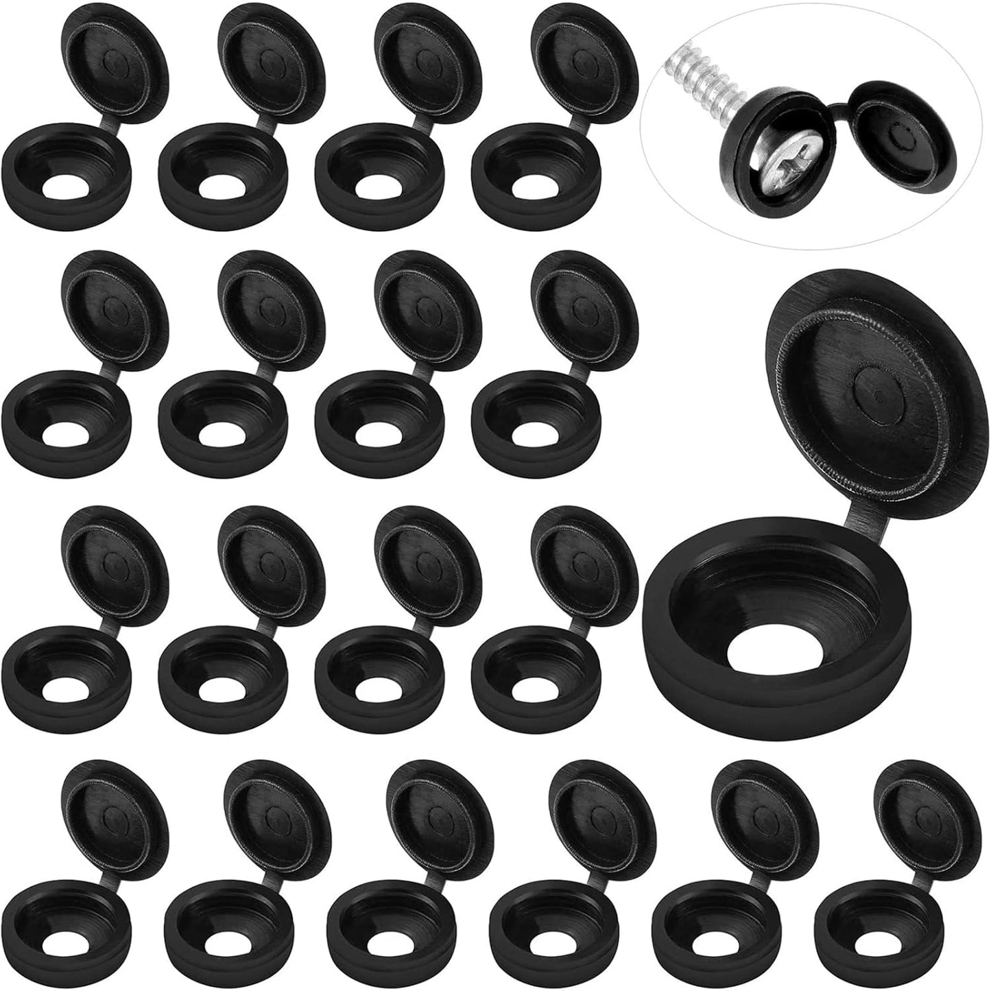 100 Pieces Hinged Screw Cover Caps Plastic Shutter Screw Caps