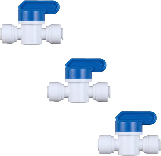 3 Pack Push-to-Connect Plastic Shut Off Valve Fitting (1/4-in OD x 1/4-in OD, Inline Straight )