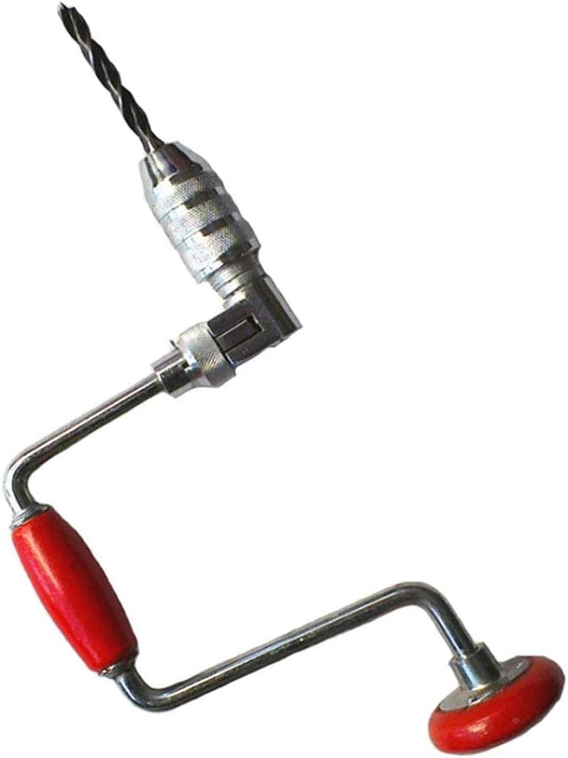 Swing Bit Brace with 4 Jaw Chuck, Hand Drill Manual Hand Crank Drill with A Bit