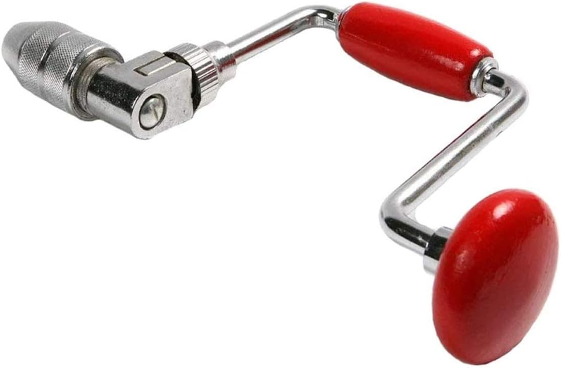 Swing Bit Brace with 4 Jaw Chuck, Hand Drill Manual Hand Crank Drill with A Bit