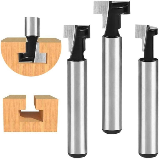 8mm T-Slot Router Bits 3Pcs Set with 7.93/9.52/12.7mm Shanks Compatible with Bosch