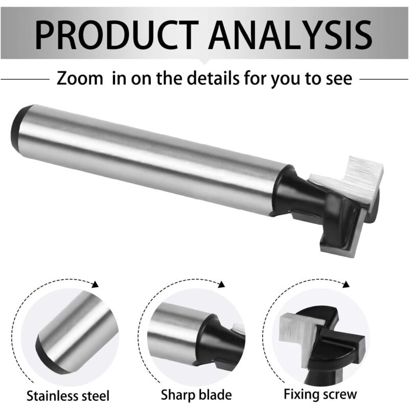 8mm T-Slot Router Bits 3Pcs Set with 7.93/9.52/12.7mm Shanks Compatible with Bosch