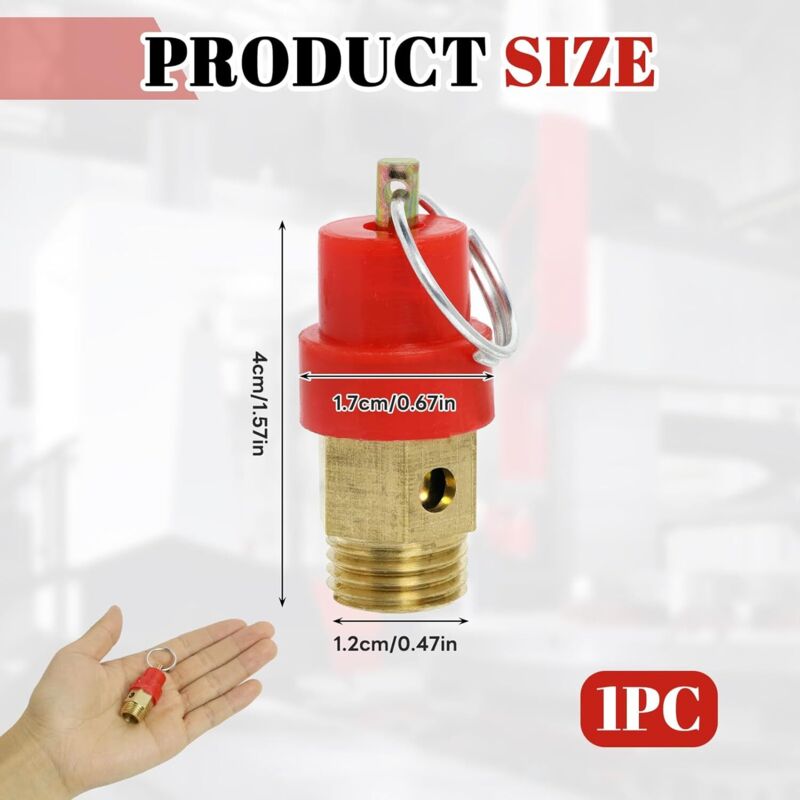 Air Compressor Safety Valve 115 PSI G1/4 Male Red Capsule 1pc Compatible