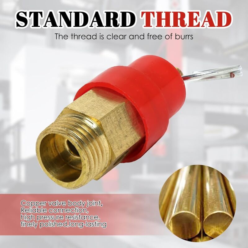 Air Compressor Safety Valve 115 PSI G1/4 Male Red Capsule 1pc Compatible