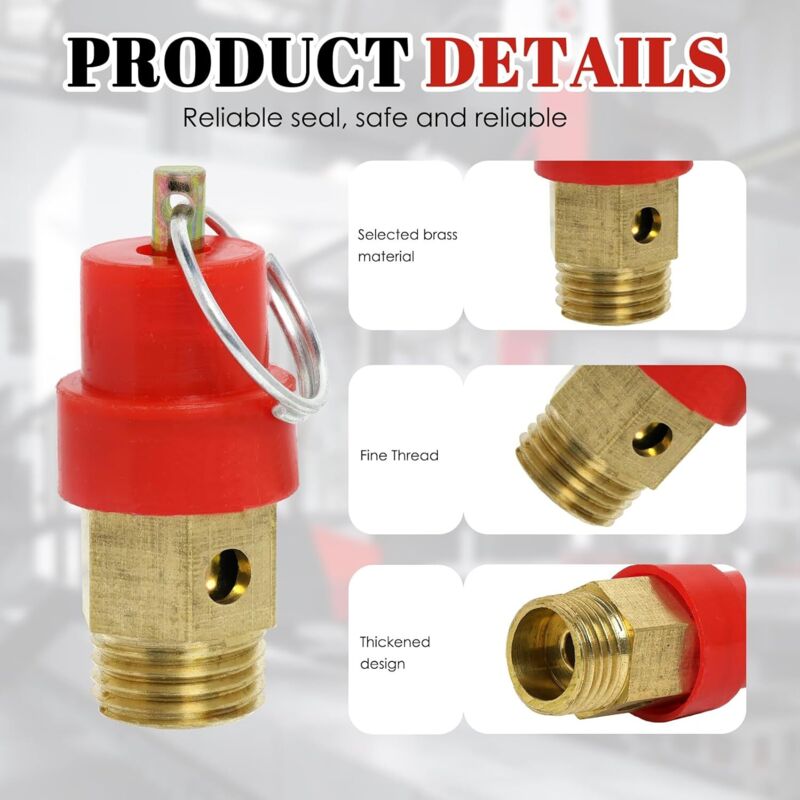 Air Compressor Safety Valve 115 PSI G1/4 Male Red Capsule 1pc Compatible