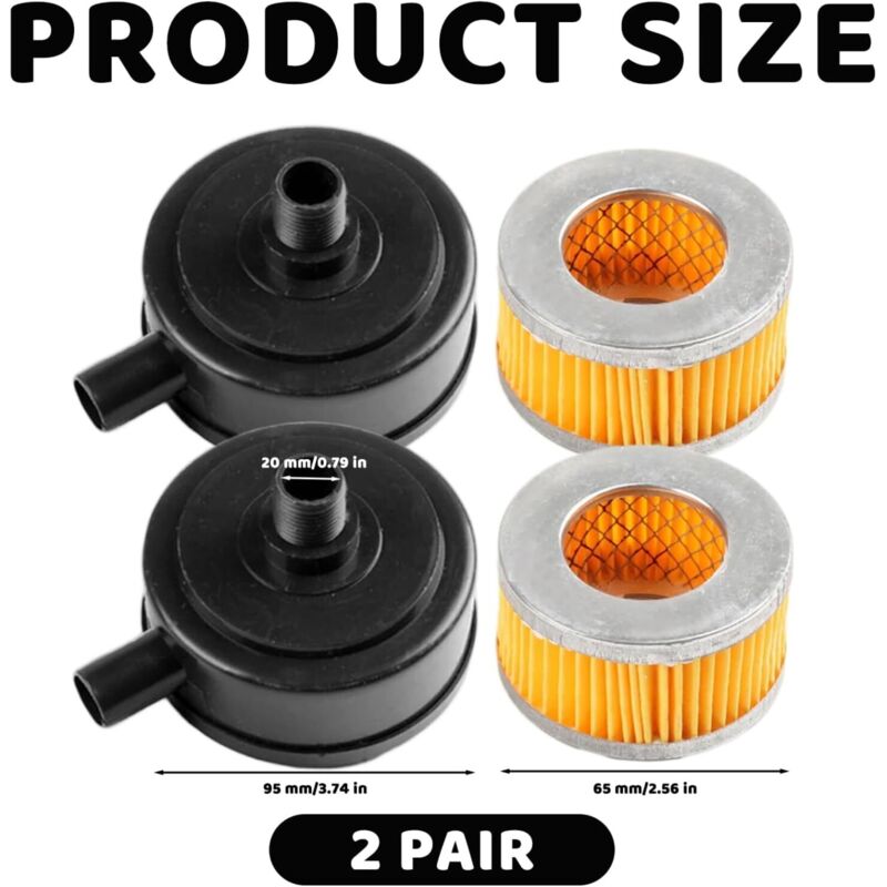 20mm Thread Air Compressor Intake Filter Muffler with Plastic Cover 2pcs for Pneumatic