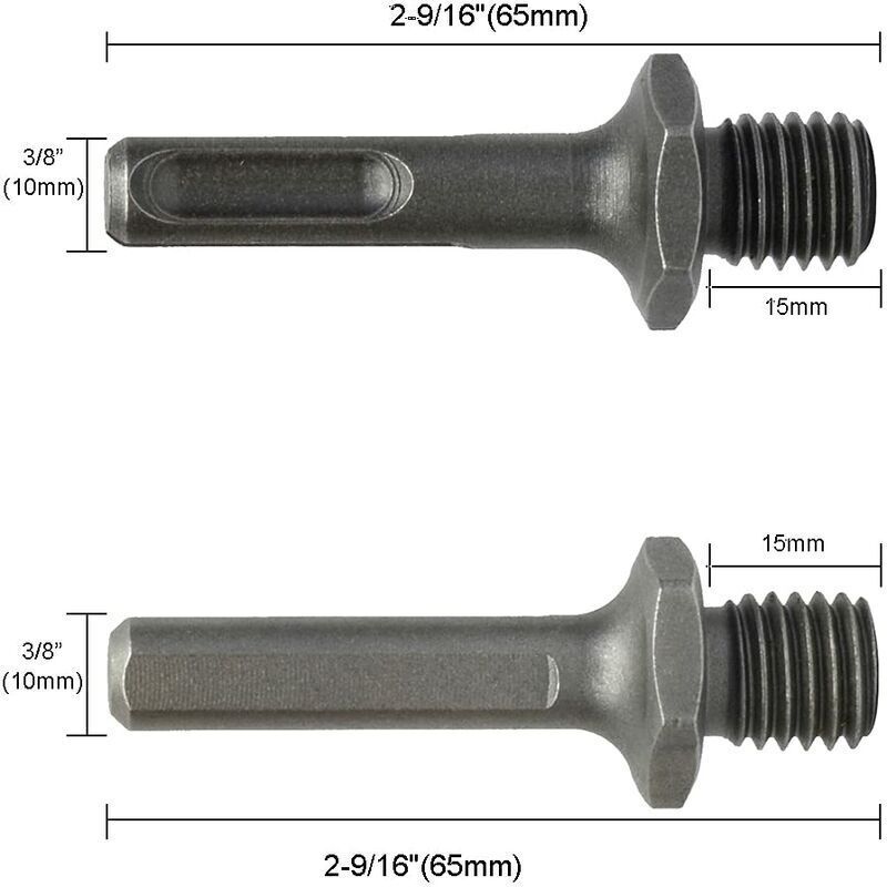 M14 external thread to SDS Plus internal thread and internal triangle adapter for drill grinder