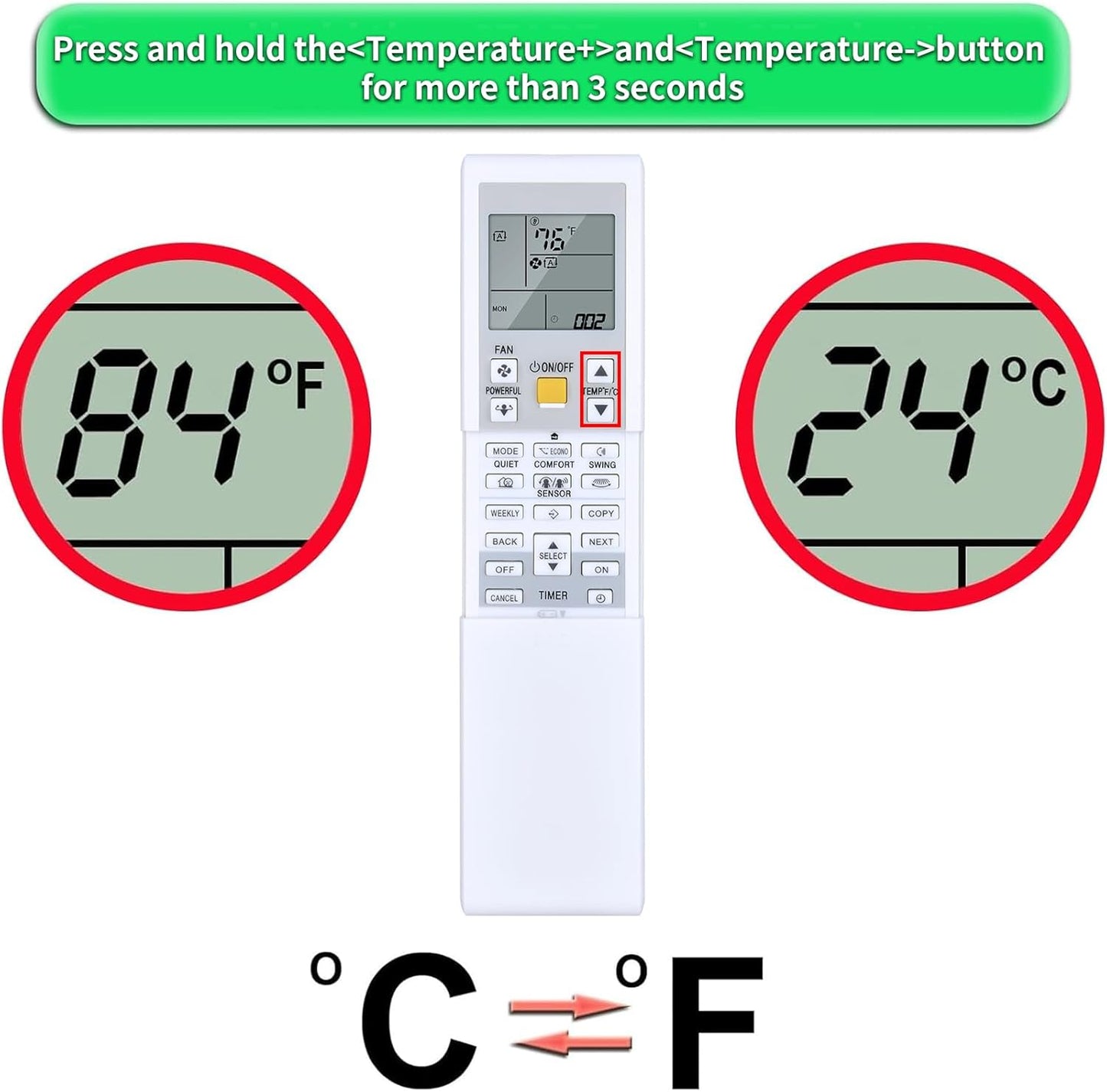 Replacement for DAIKIN AC Air Conditioner Remote Control