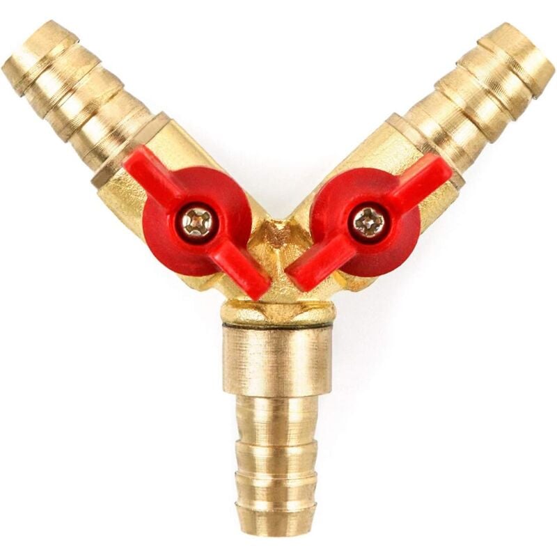 MUMU 3-Way Hose Connector Splitter Brass Zinc Alloy 10mm Ball Valve T-Hose Connector