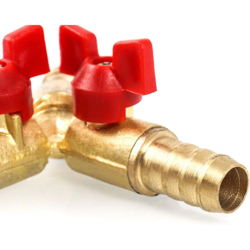 MUMU 3-Way Hose Connector Splitter Brass Zinc Alloy 10mm Ball Valve T-Hose Connector