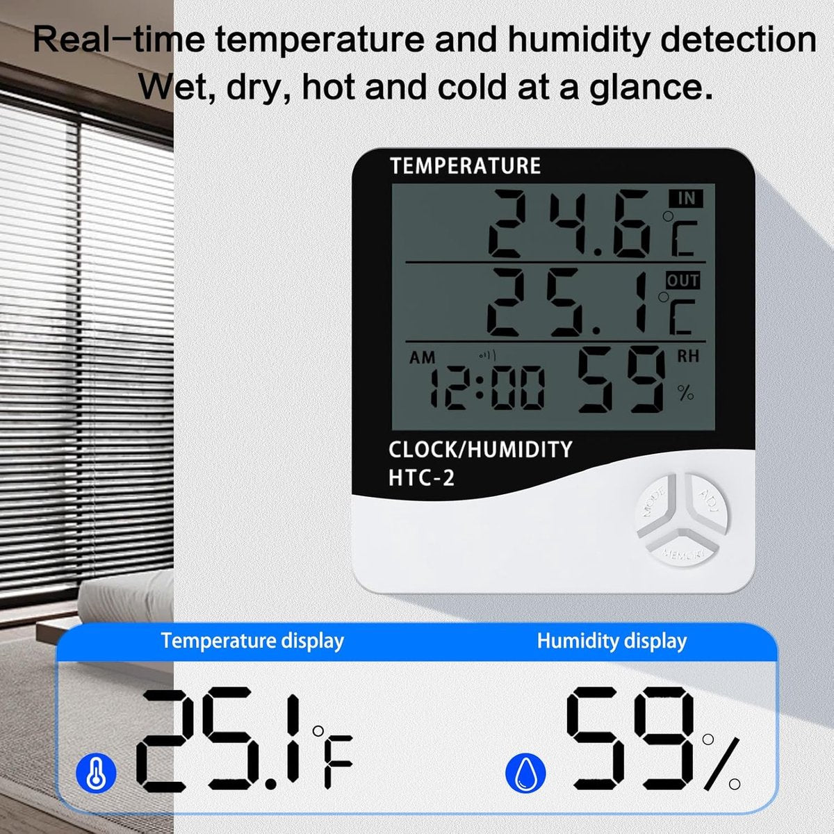 HTC-2 Indoor/Outdoor Temperature/Hygrometer - Digital Temperature