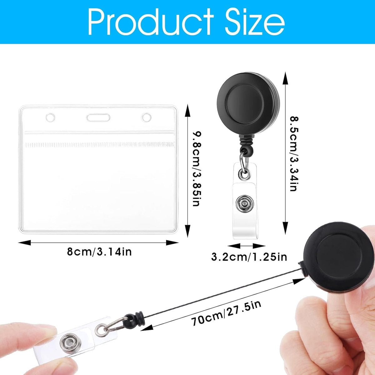 2-pack clear horizontal name labels - badge ID holders