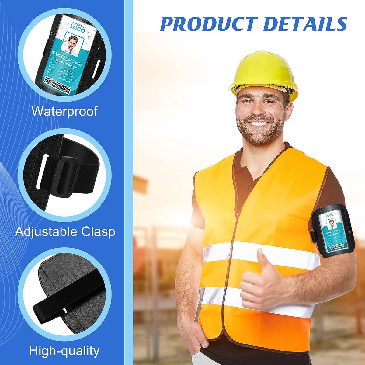 Card Holder - Arm ID Holder - Horizontal - PU Card Holder - Black