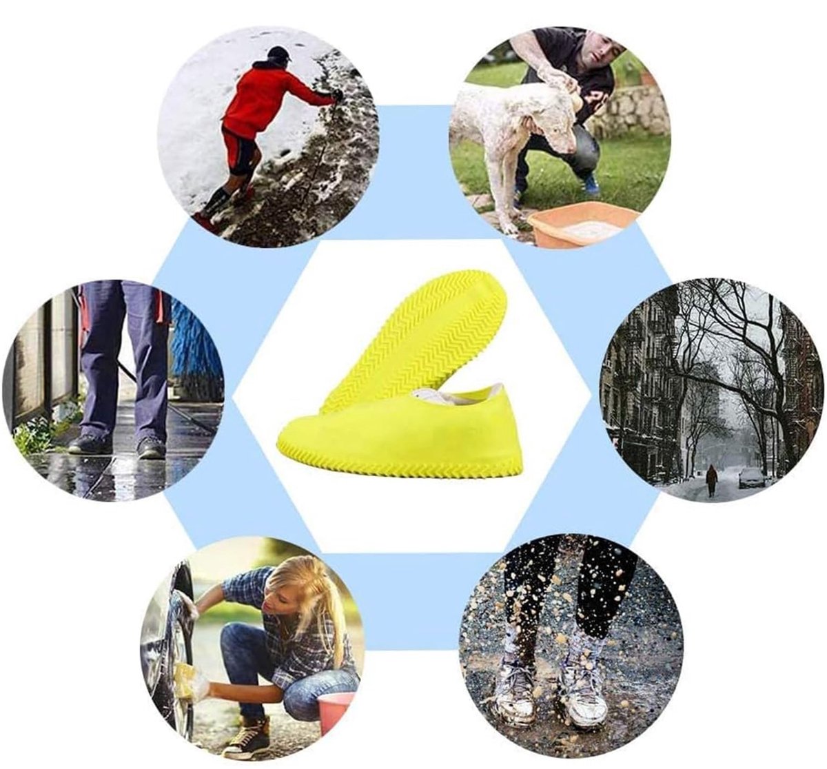 Overshoes - 1 Pair - Waterproof Silicone Overshoes - Reusable, Non-slip
