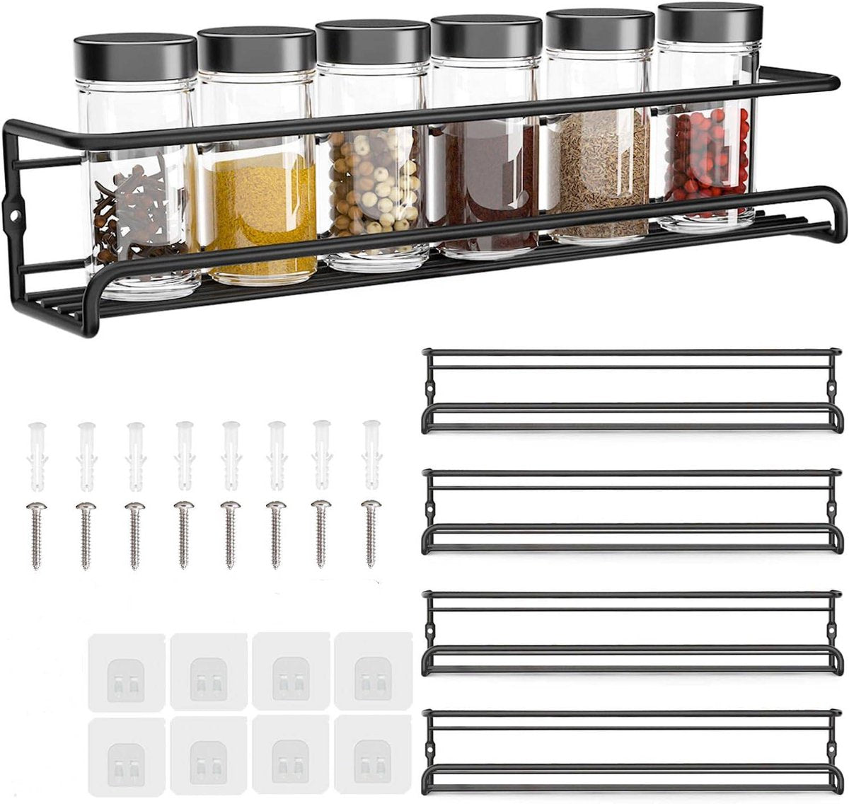 Four-Tier Metal Wall-Mounted Spice Rack