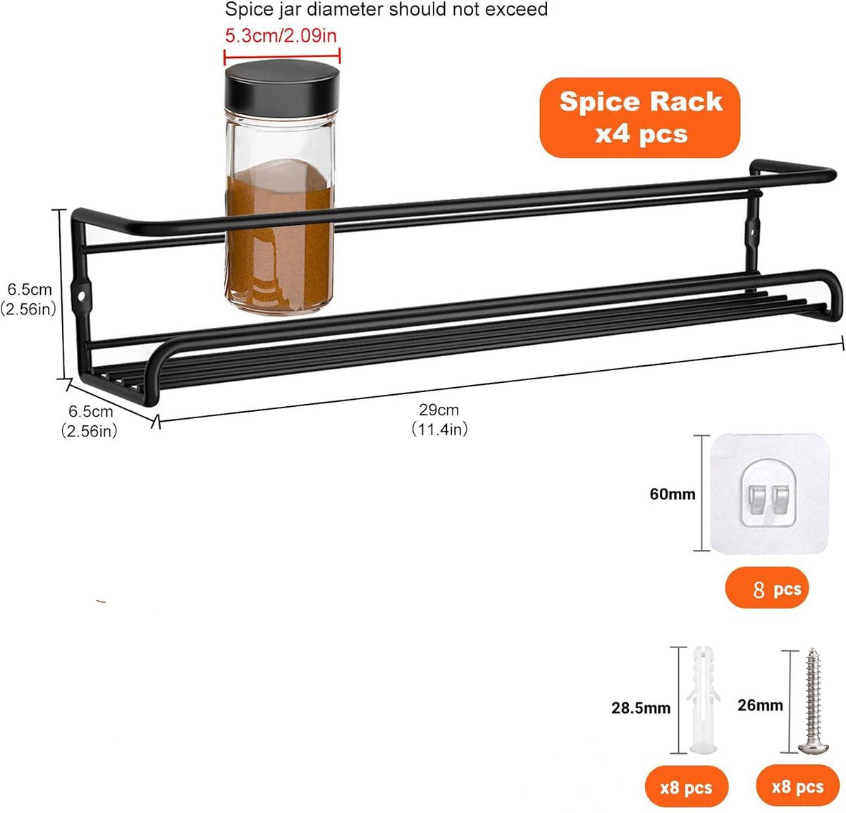Four-Tier Metal Wall-Mounted Spice Rack