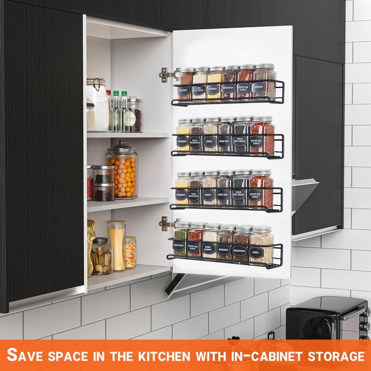 Four-Tier Metal Wall-Mounted Spice Rack