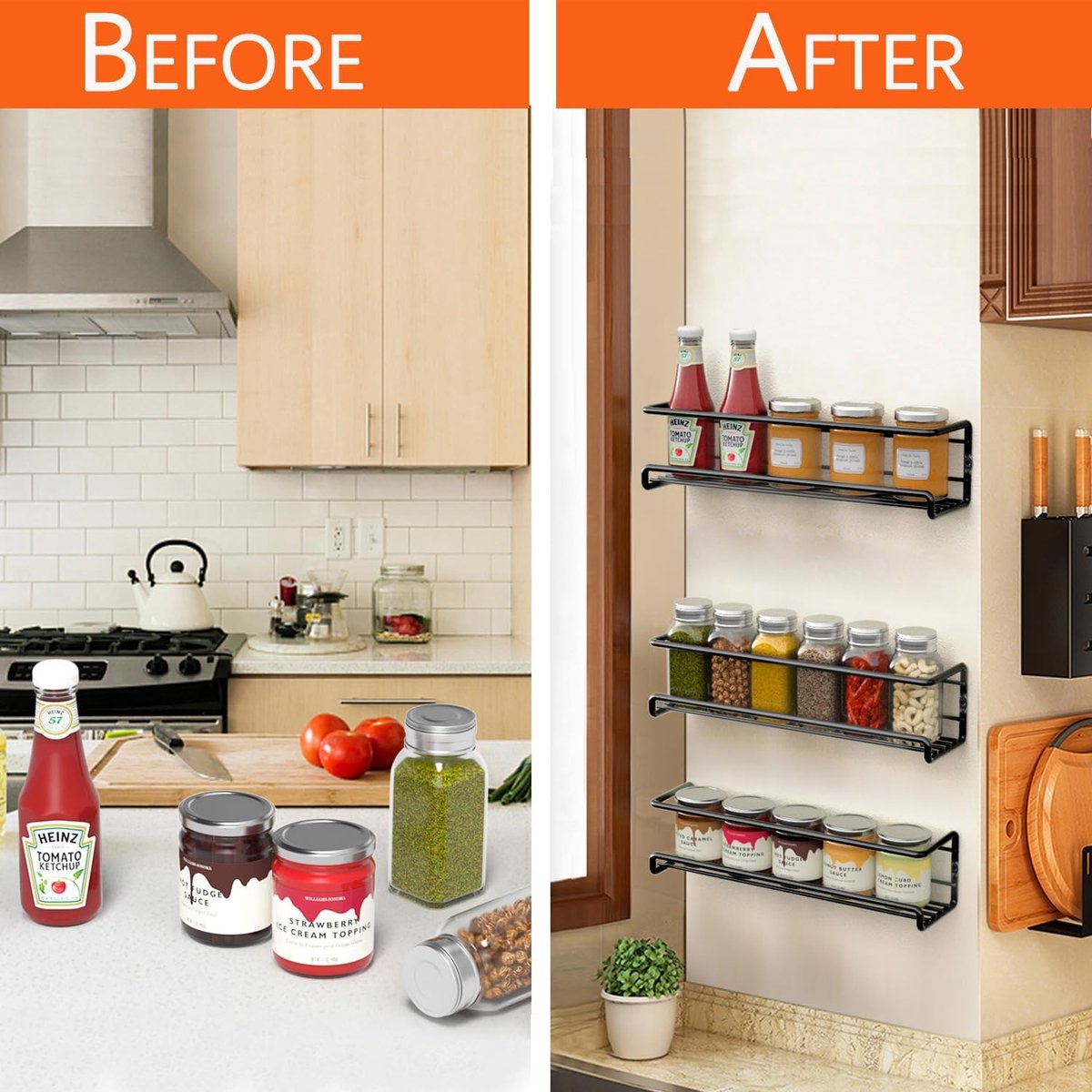 Four-Tier Metal Wall-Mounted Spice Rack