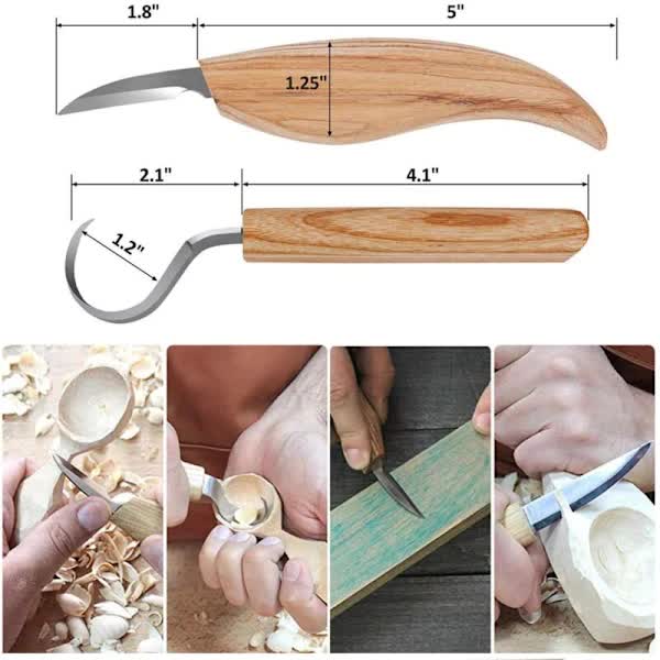 Wood Carving Tool Set - 3-in-1 Wood Carving Set - Includes Hook Chisel