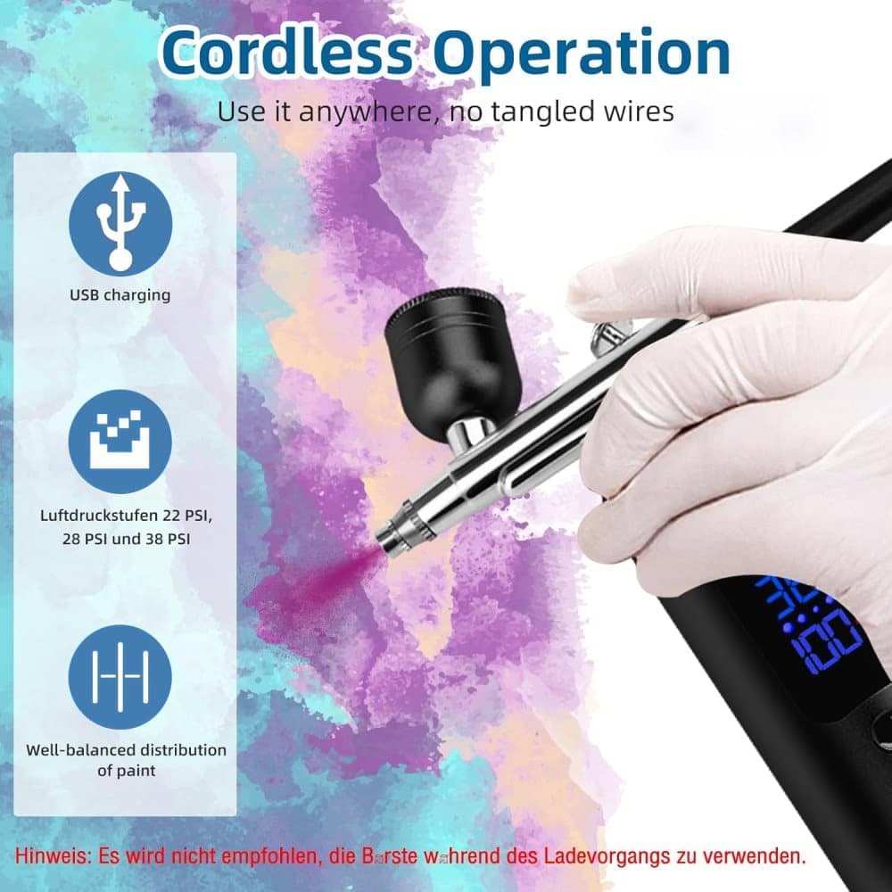 Airbrush Machine - Wireless Spray Gun Set with USB Charging and 3 Speed Modes