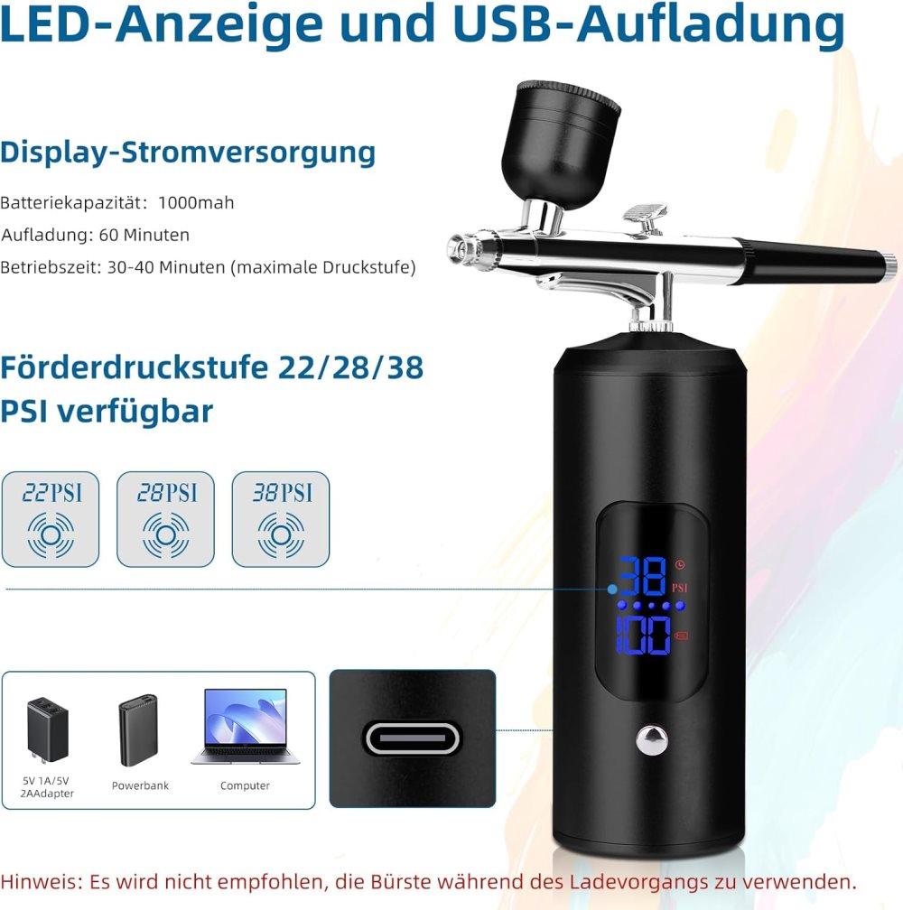 Airbrush Machine - Wireless Spray Gun Set with USB Charging and 3 Speed Modes