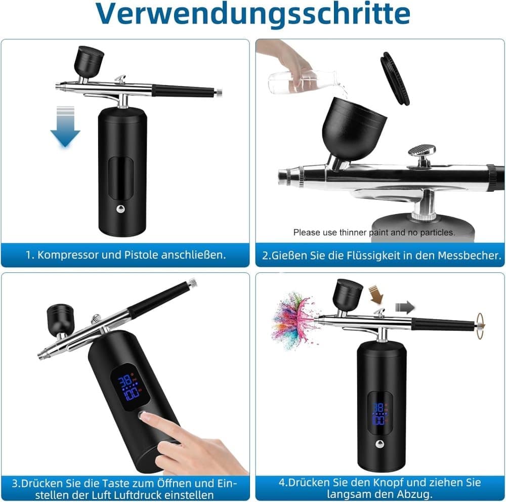 Airbrush Machine - Wireless Spray Gun Set with USB Charging and 3 Speed Modes