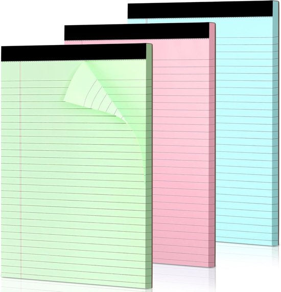 Coloured notepads, set of 3 writing pads 29.5 x 21.4 cm