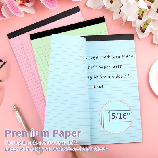 Coloured notepads, set of 3 writing pads 29.5 x 21.4 cm