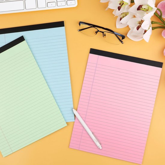 Coloured notepads, set of 3 writing pads 29.5 x 21.4 cm