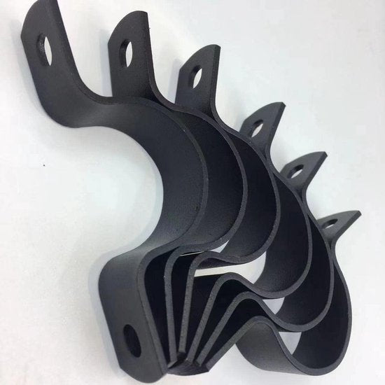 Black U-Clamp - Metal Pipe Clamp - Double Hole Pipe Clamp DIY - U-Shaped