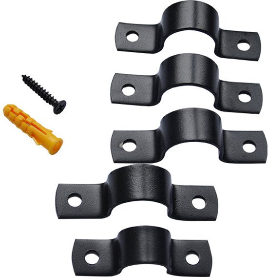 Black U-Clamp - Metal Pipe Clamp - Double Hole Pipe Clamp DIY - U-Shaped