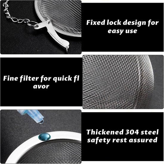 Tea filter - 3 pieces - Stainless steel tea filter - Tea ball filter