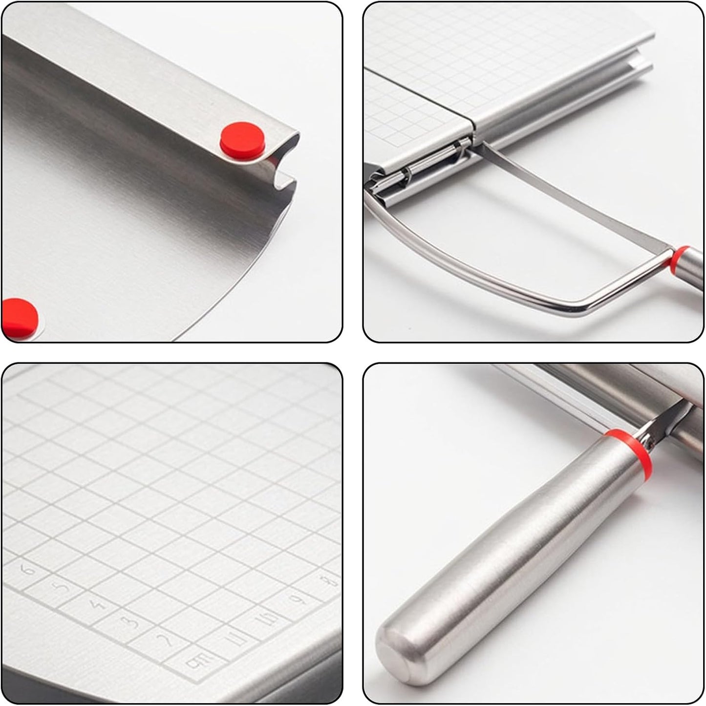 Cheese Cutter - Stainless Steel Blade with Measuring Scale - For Block Cheese