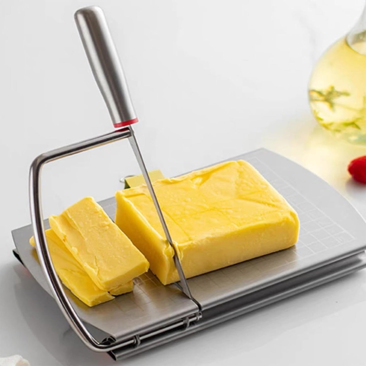 Cheese Cutter - Stainless Steel Blade with Measuring Scale - For Block Cheese