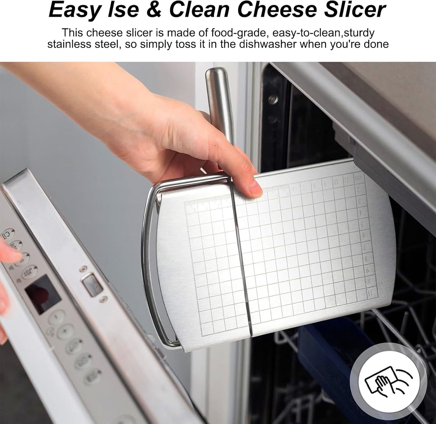 Cheese Cutter - Stainless Steel Blade with Measuring Scale - For Block Cheese