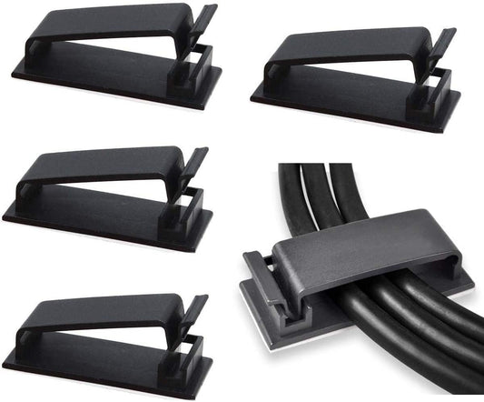 Adjustable Cable Clamps Black - Set of 50 - Self-Adhesive Cable Clips