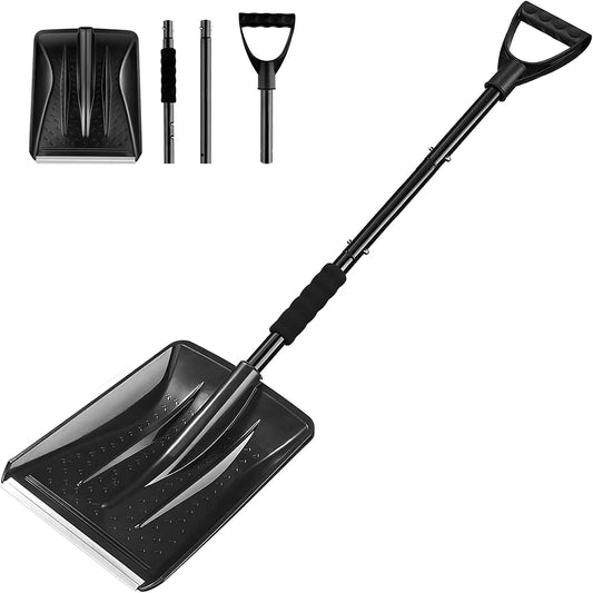 Snow Shovel - Lightweight & Portable - Driveway & Camping - Black