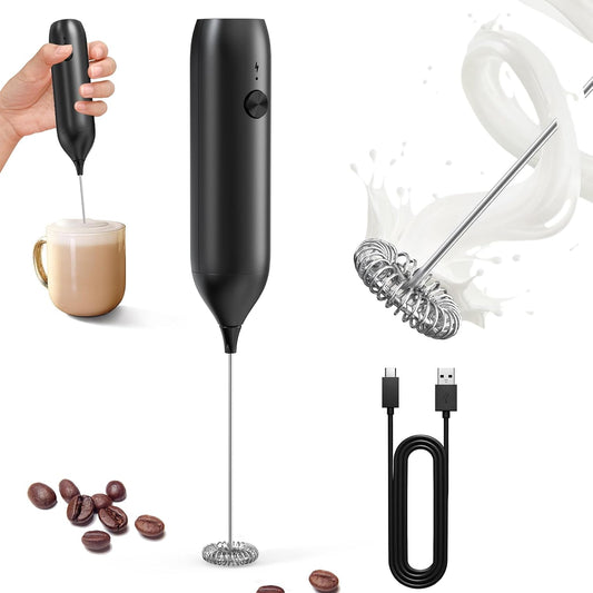Milk Frother - Electric Hand Milk Frother - Rechargeable Mini Beverage Blender