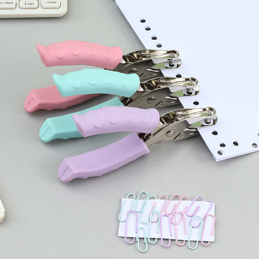 Tyidzon Single Hole Punch, Paper Punch Small Hole Paper Punch for Crafts, Scrapbooks, Handheld Hole Puncher for Paper Crafts in Home, Office, Classroom Pink