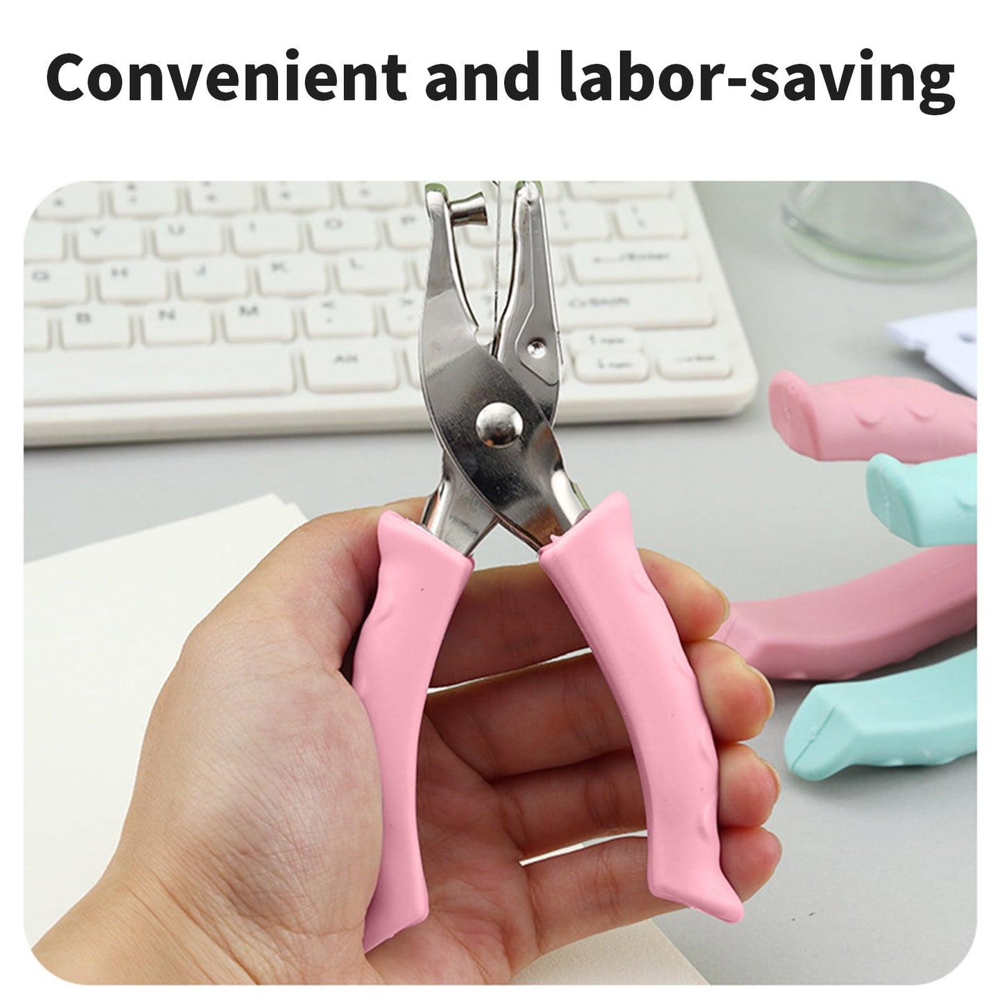 Tyidzon Single Hole Punch, Paper Punch Small Hole Paper Punch for Crafts, Scrapbooks, Handheld Hole Puncher for Paper Crafts in Home, Office, Classroom Pink