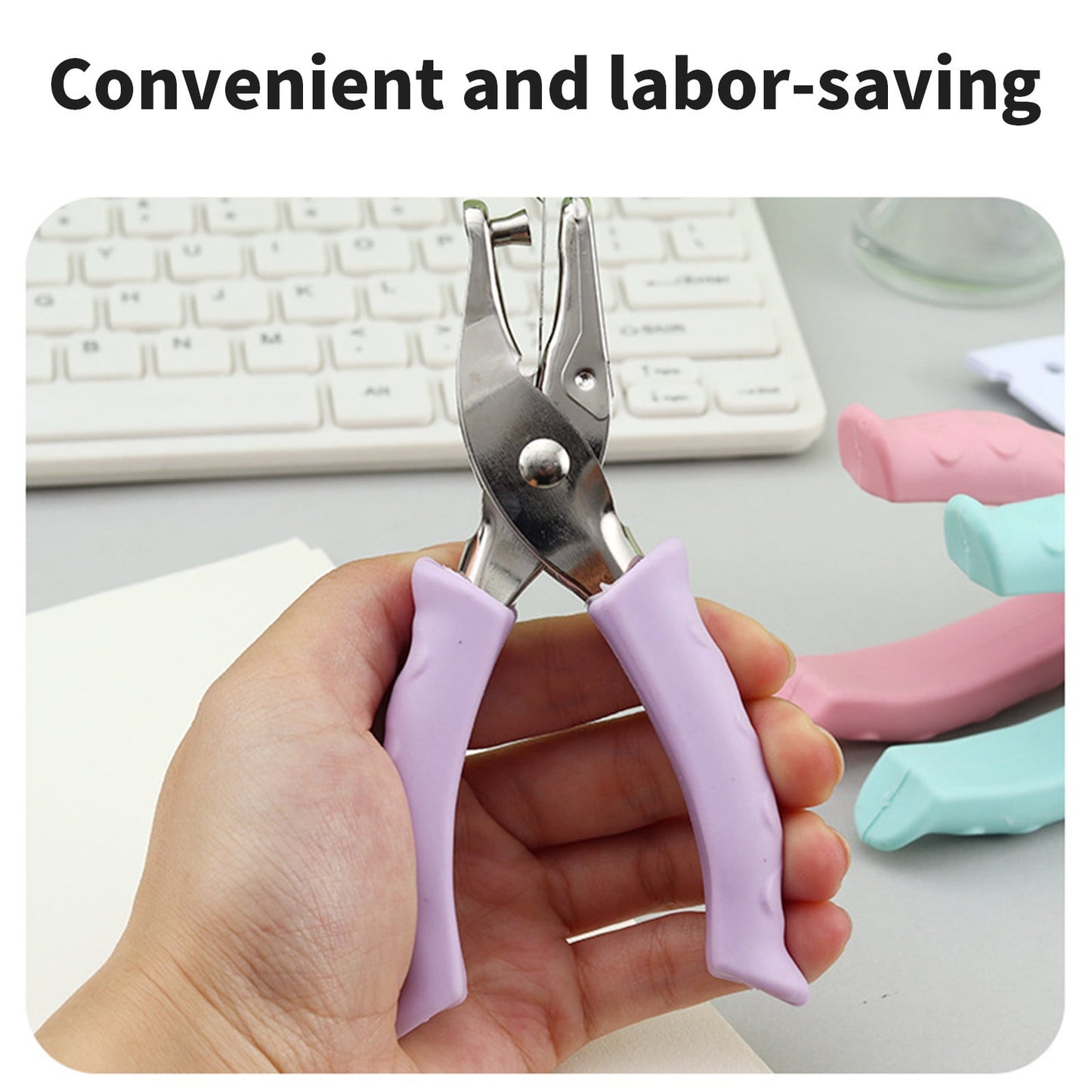 Tyidzon Single Hole Punch, Paper Punch Small Hole Paper Punch for Crafts, Scrapbooks, Handheld Hole Puncher for Paper Crafts in Home, Office, Classroom Purple