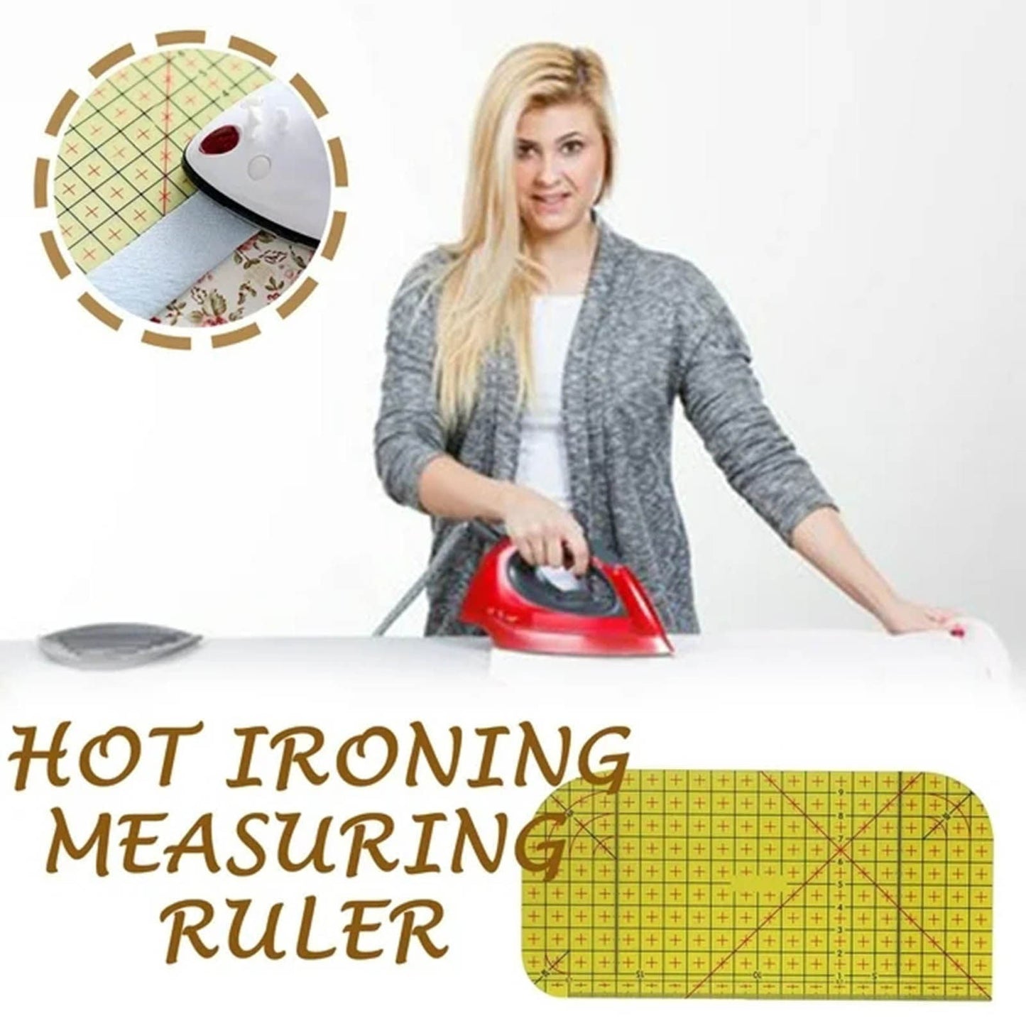 Ironing Ruler JWDX, 1*Ironing Ruler Hot Ironing Ruler Hot Ironing Measuring Ruler Patchwork Tools for Clothing Makin One Size Yellow