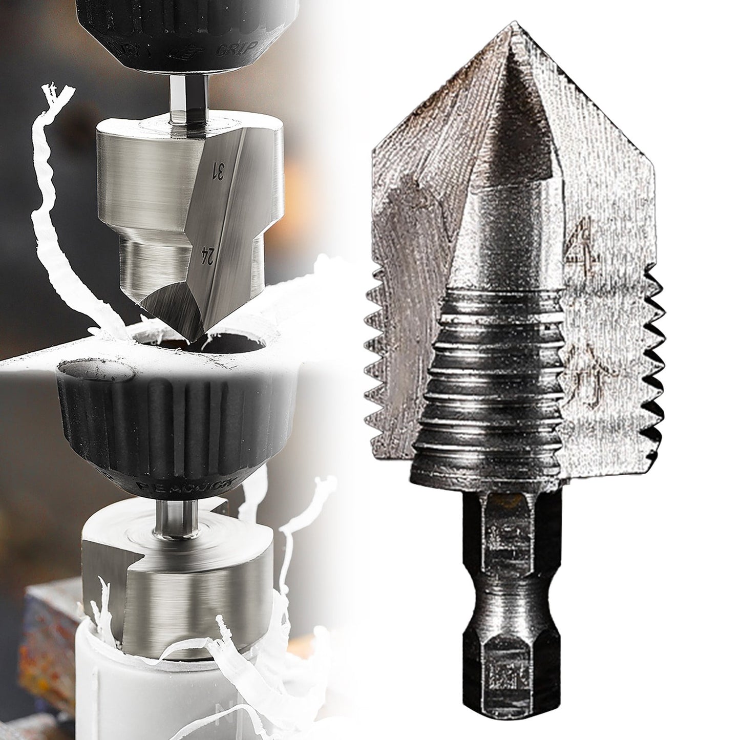Combination Drilling Tap and Tap Drill Bit Set C JWDX, Combination Drill Tap & Tap Bit Set Screw Tapping Bit Tool for Drilling Tapping Countersinking Pipe Repair 7*3*3 A