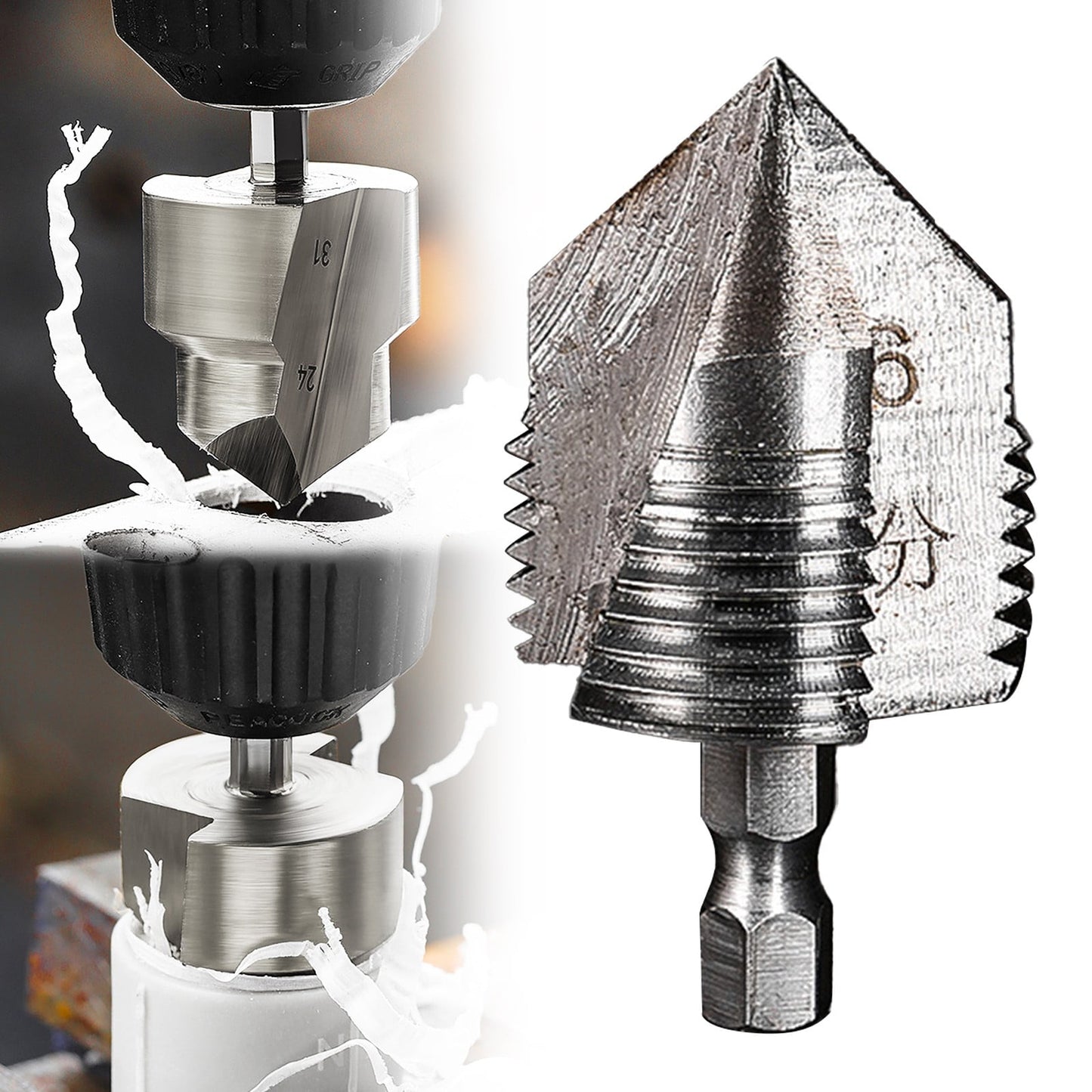 Combination Drilling Tap and Tap Drill Bit Set C JWDX, Combination Drill Tap & Tap Bit Set Screw Tapping Bit Tool for Drilling Tapping Countersinking Pipe Repair 7*4*3 B