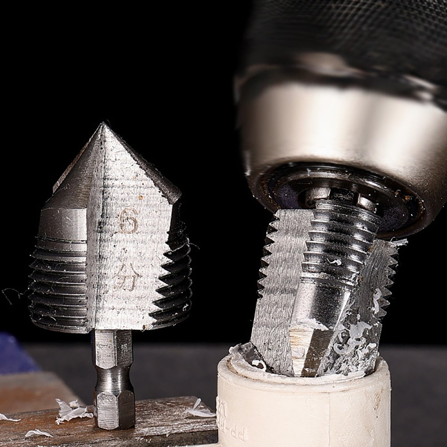 Combination Drilling Tap and Tap Drill Bit Set C JWDX, Combination Drill Tap & Tap Bit Set Screw Tapping Bit Tool for Drilling Tapping Countersinking Pipe Repair 7*4*4 E