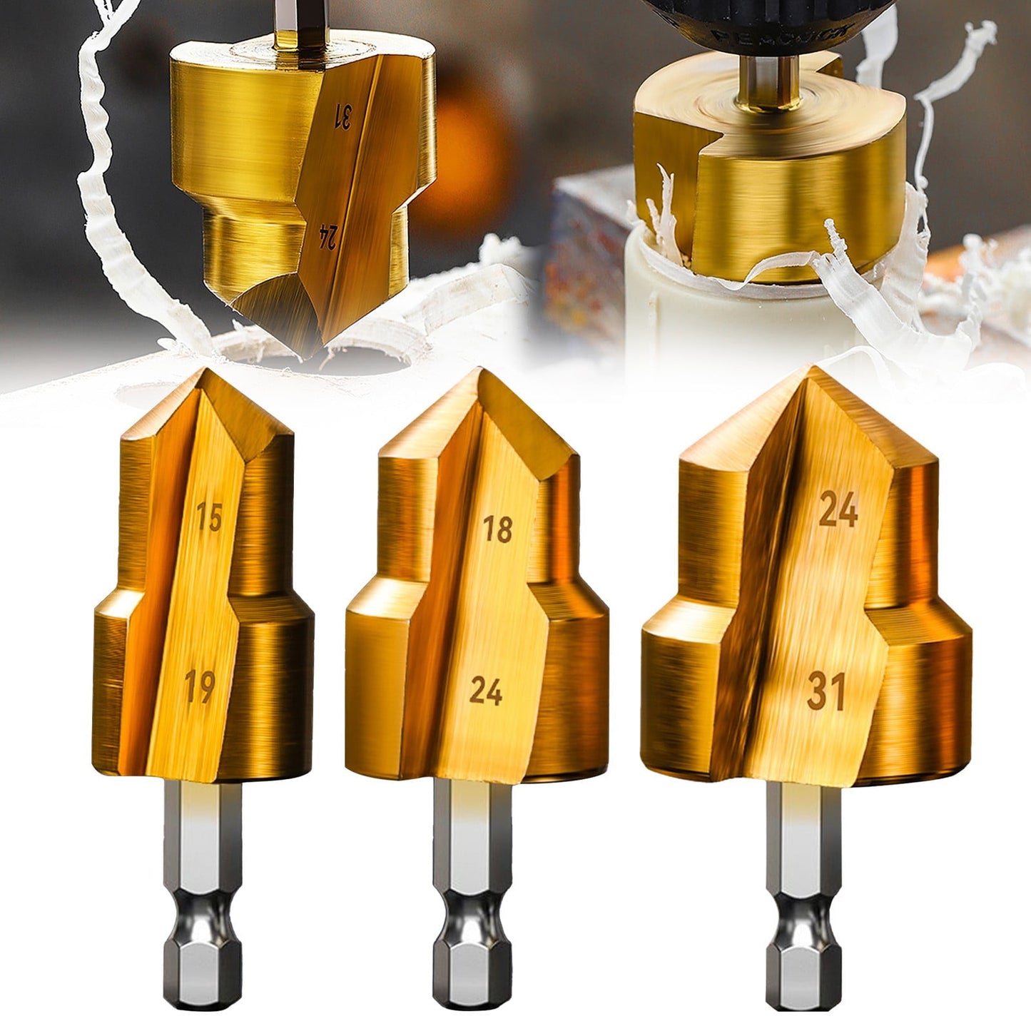 Combination Drilling Tap and Tap Drill Bit Set C JWDX, Combination Drill Tap & Tap Bit Set Screw Tapping Bit Tool for Drilling Tapping Countersinking Pipe Repair One Size F
