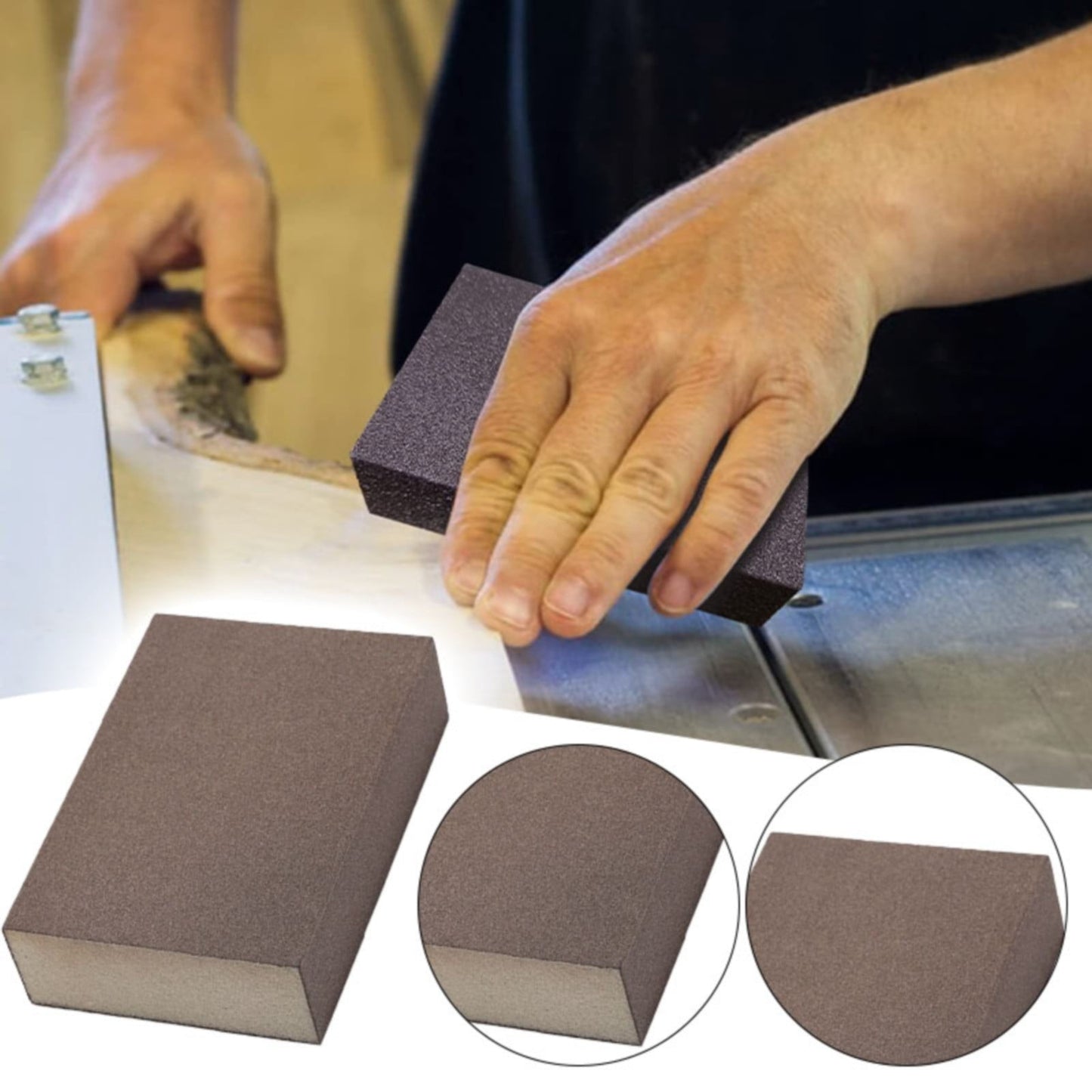 Woodworking Furniture Sponge Sand Block 60-80# JWDX, 1*Sponge Sand Block Sanding Sponge Sanding Assortment Washable and Reusable Sanding Polishing Sponge Wear Ultrafine Furniture Use One Size A