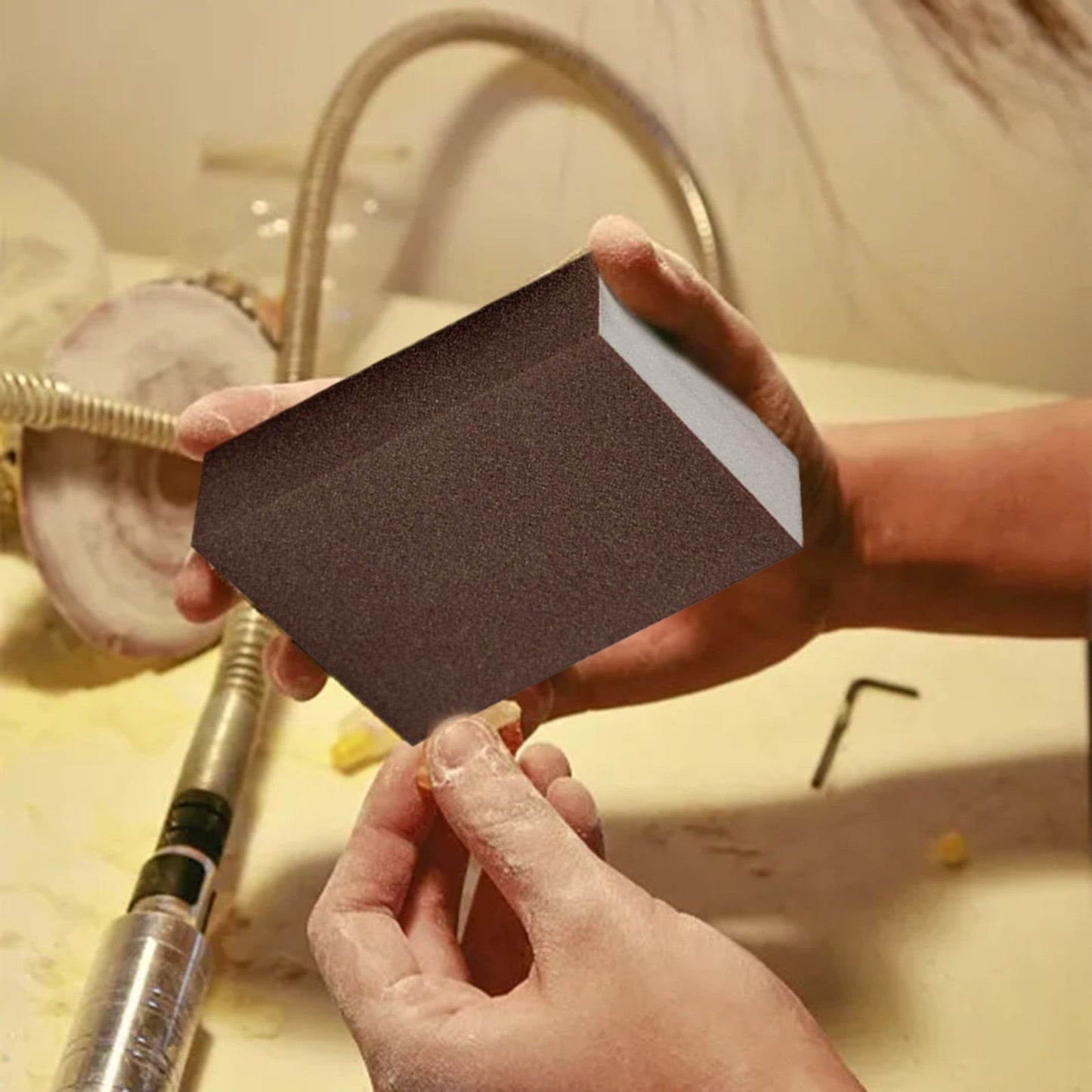Woodworking Furniture Sponge Sand Block 60-80# JWDX, 1*Sponge Sand Block Sanding Sponge Sanding Assortment Washable and Reusable Sanding Polishing Sponge Wear Ultrafine Furniture Use One Size A