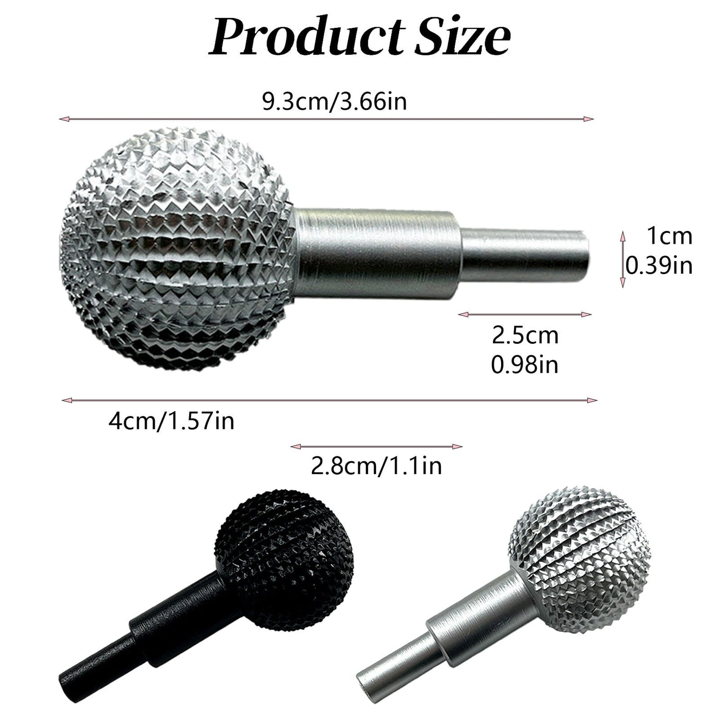 JWDX, 1 Grinding Head Woodworking Sphere Burr File Wood Carving Spherical Polishing Grinding for Head Cutter Wood Carving Kit for Beginners Power Tools Machine Computerized One Size Black
