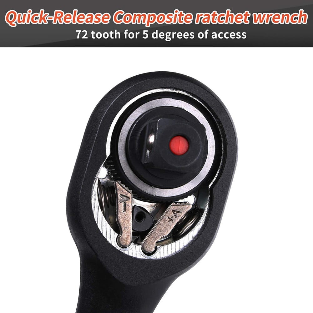 72 Tooth Ratchet Wrench Driver Quick-Release Socket Wrench 9.5Mm Fangkenuo 3Pcs